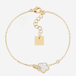 Bracelet Naïs ZAG bijoux en acier PVD jaune, nacre et oxydes de zirconium, SBS26588-01SEL
