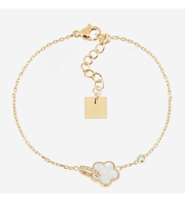 Bracelet Naïs ZAG bijoux en acier PVD jaune, nacre et oxydes de zirconium, SBS26588-01SEL