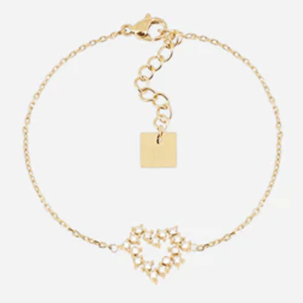 Bracelet Hocha ZAG bijoux en acier PVD jaune, oxydes de zirconium, SBS26687-01WHT
