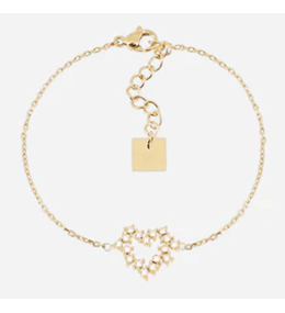 Bracelet Hocha ZAG bijoux en acier PVD jaune, oxydes de zirconium, SBS26687-01WHT