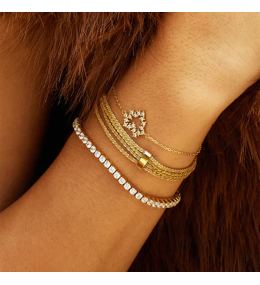 Bracelet Hocha Cœur Zirconiums Acier Doré ZAG Bijoux - SBS26687-01WHT