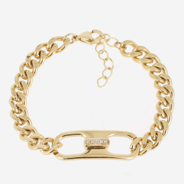 Bracelet Oxya ZAG bijoux en acier PVD jaune, oxydes de zirconium, SBS26748-01WHT