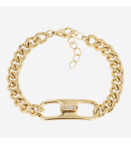 Bracelet Oxya ZAG bijoux en acier PVD jaune, oxydes de zirconium, SBS26748-01WHT