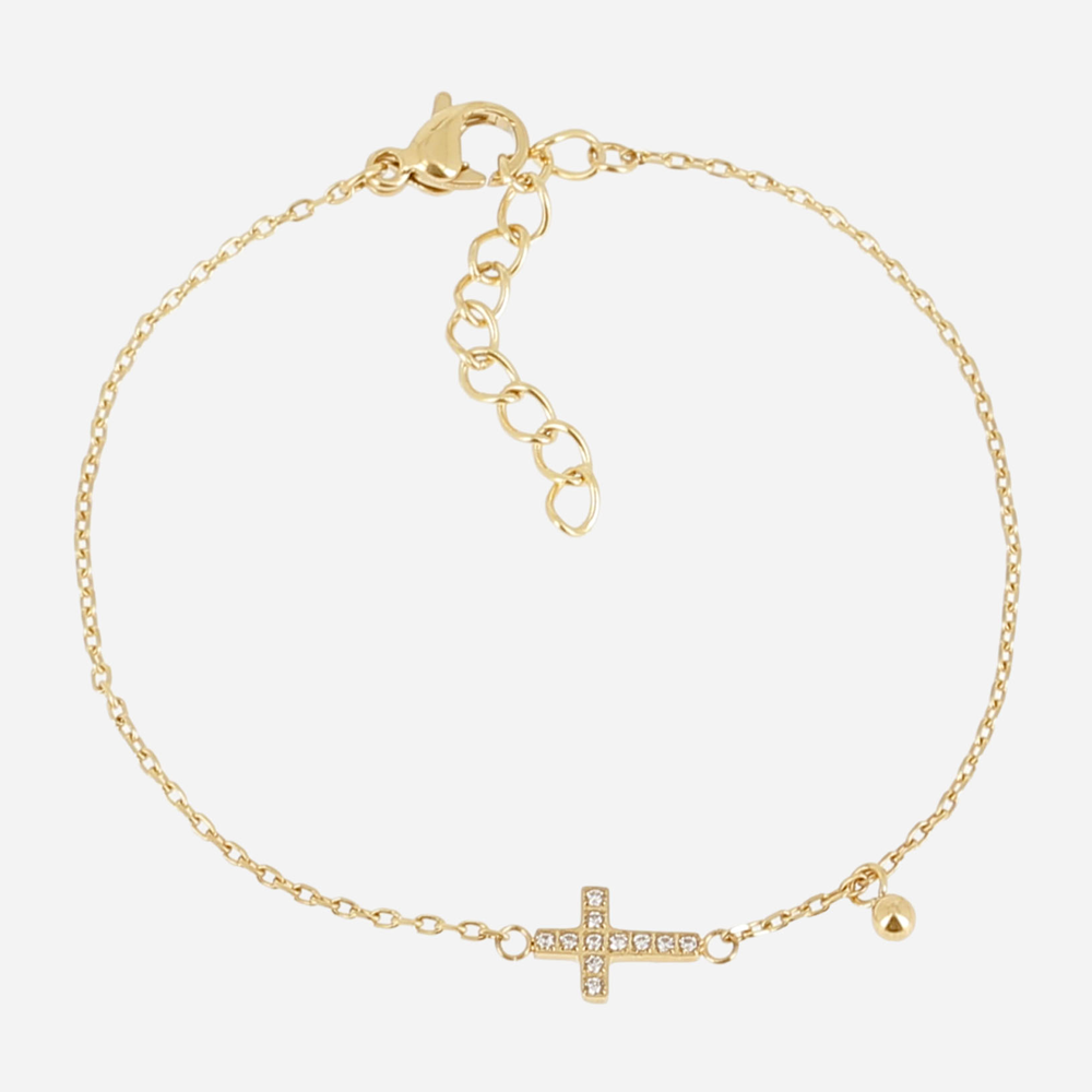Bracelet Alvida ZAG bijoux en acier PVD jaune, oxydes de zirconium, SBS26776-01WHT