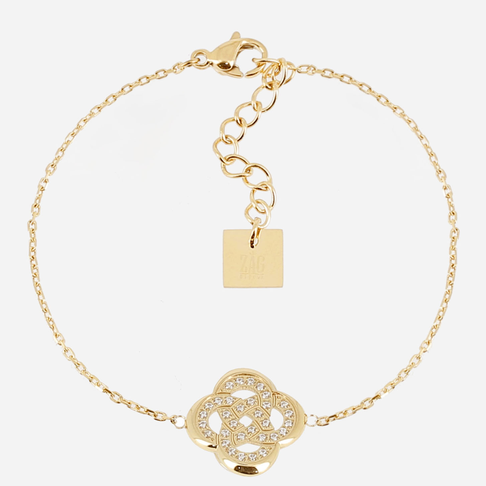 Bracelet Eternel ZAG bijoux en acier PVD jaune, oxydes de zirconium, SBS26836-01WHT