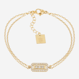 Bracelet Cléophé ZAG bijoux en acier PVD jaune, oxydes de zirconium, SBS26901-01WHT