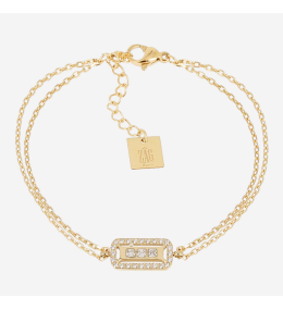 Bracelet Cléophé ZAG bijoux en acier PVD jaune, oxydes de zirconium, SBS26901-01WHT