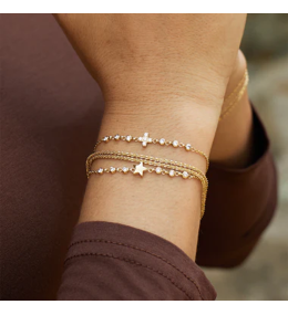 Bracelet Nera Multi-Rangs Maille Marguerite Acier Doré ZAG Bijoux - SBS26912-01UNI