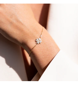 Bracelet Kikai Trèfle Zirconiums Acier Doré ZAG Bijoux - SBS26996-01WHT