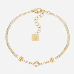 Bracelet Ghisoni ZAG bijoux en acier PVD jaune, oxydes de zirconium, SBS27600-01WHT