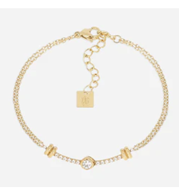 Bracelet Ghisoni ZAG bijoux en acier PVD jaune, oxydes de zirconium, SBS27600-01WHT