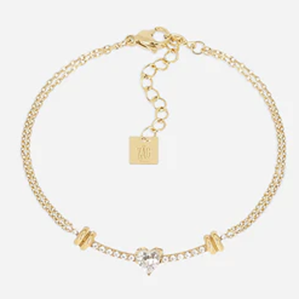 Bracelet Salin ZAG bijoux en acier PVD jaune, oxydes de zirconium, SBS27602-01WHT
