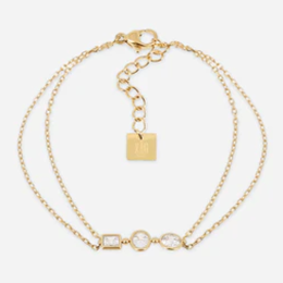 Bracelet Pardu ZAG bijoux en acier PVD jaune, oxydes de zirconium, SBS27691-01WHT