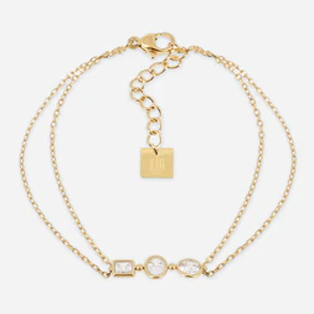 Bracelet Pardu ZAG bijoux en acier PVD jaune, oxydes de zirconium, SBS27691-01WHT