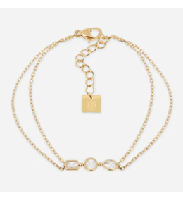Bracelet Pardu ZAG bijoux en acier PVD jaune, oxydes de zirconium, SBS27691-01WHT