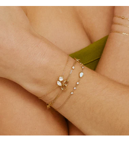 Bracelet Galatina Zirconiums Rond et Ovale Acier Doré ZAG Bijoux - SBS27697-01WHT