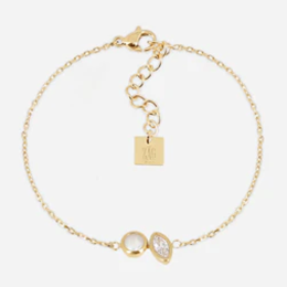 Bracelet Ruffano ZAG bijoux en acier PVD jaune, nacre et oxyde de zirconium, SBS27702-01SEL