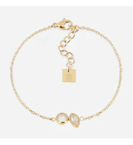 Bracelet Ruffano ZAG bijoux en acier PVD jaune, nacre et oxyde de zirconium, SBS27702-01SEL