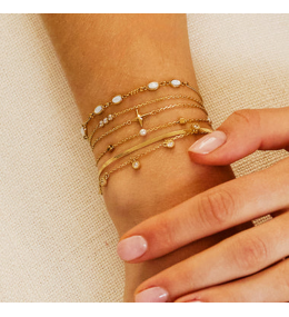 Bracelet Alcamo Nacre Forme Œil Acier Doré ZAG Bijoux - SBS27714-01SEL