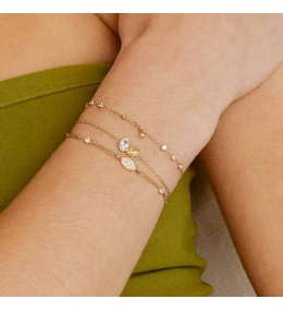 Bracelet Alia Duo Ovales Zirconium et Acier Doré ZAG Bijoux - SBS27744-01WHT