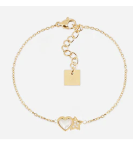 Bracelet Sassari ZAG bijoux en acier PVD jaune, nacre et oxyde de zirconium, SBS27757-01SEL
