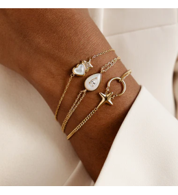 Bracelet Sassari Cœur Nacre et Étoile Zirconiums Acier Doré ZAG Bijoux - SBS27757-01SEL