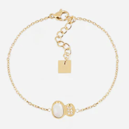 Bracelet Nicolosi ZAG bijoux en acier PVD jaune, nacre et oxyde de zirconium, SBS27761-01SEL