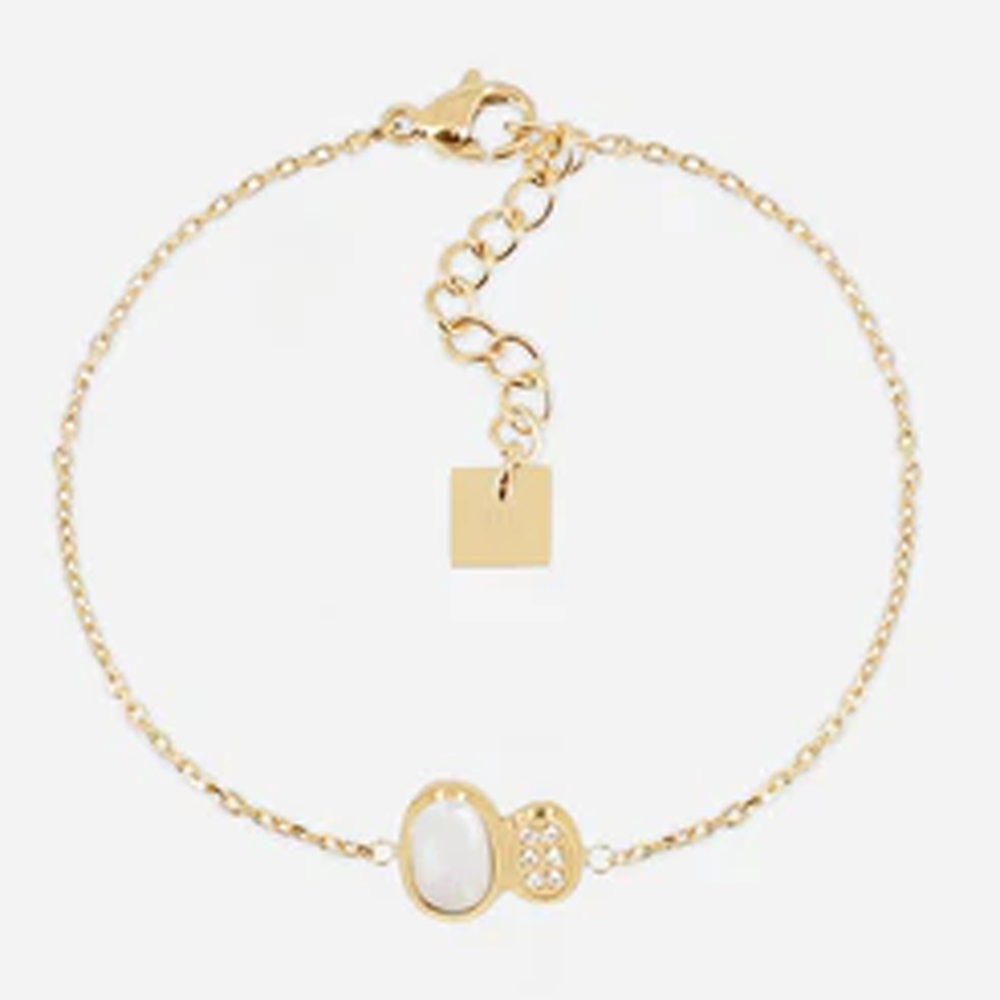 Bracelet Nicolosi ZAG bijoux en acier PVD jaune, nacre et oxyde de zirconium, SBS27761-01SEL