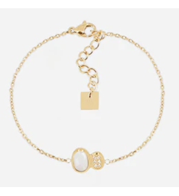 Bracelet Nicolosi ZAG bijoux en acier PVD jaune, nacre et oxyde de zirconium, SBS27761-01SEL