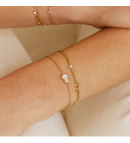 Bracelet Nicolosi Nacre et Zirconiums Acier Doré ZAG Bijoux - SBS27761-01SEL