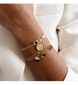 Bracelet Tergu Double Rang Pastilles et Zirconiums Acier Doré ZAG Bijoux - SBS27776-01WHT