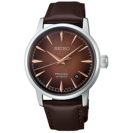 Montre Homme SEIKO PRESAGE (Cocktail time) Automatique 3 aiguilles et date en acier et cuir marron HCB003J1