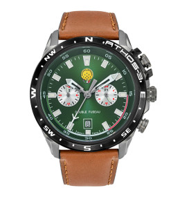Montre Homme Patrouille De France Athos 3, double fuseau, acier et cuir 668158