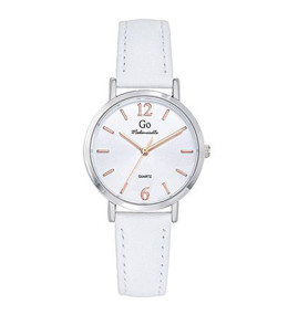Montre Femme GO Analogique Aiguilles, cuir blanc et cadran blanc 699478