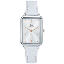 Montre Femme GO Analogique Aiguilles, cuir blanc et cadran argenté 699639