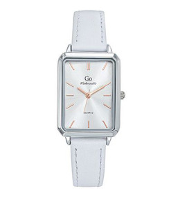 Montre Femme GO Analogique Aiguilles, cuir blanc et cadran argenté 699639