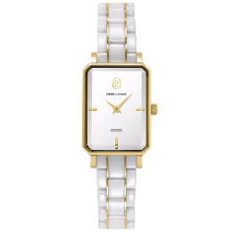 Montre Femme Pierre Lannier ARIANE, acier PVD jaune et céramique blanche 085L809