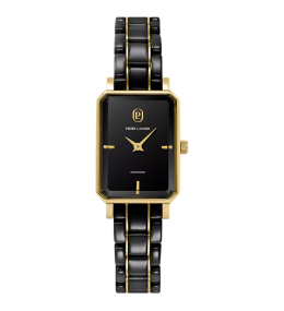 Montre Femme Pierre Lannier ARIANE, acier PVD jaune et céramique noire 085L839