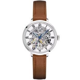 Montre Femme Pierre Lannier AUTOMATIC, acier et cuir brun 137H604