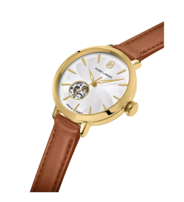 Montre Femme Pierre Lannier Soline 139L524 Automatique Dorée Cuir Brun