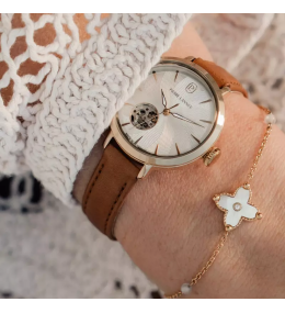 Montre Femme Pierre Lannier Soline 139L524 Automatique Dorée Cuir Brun