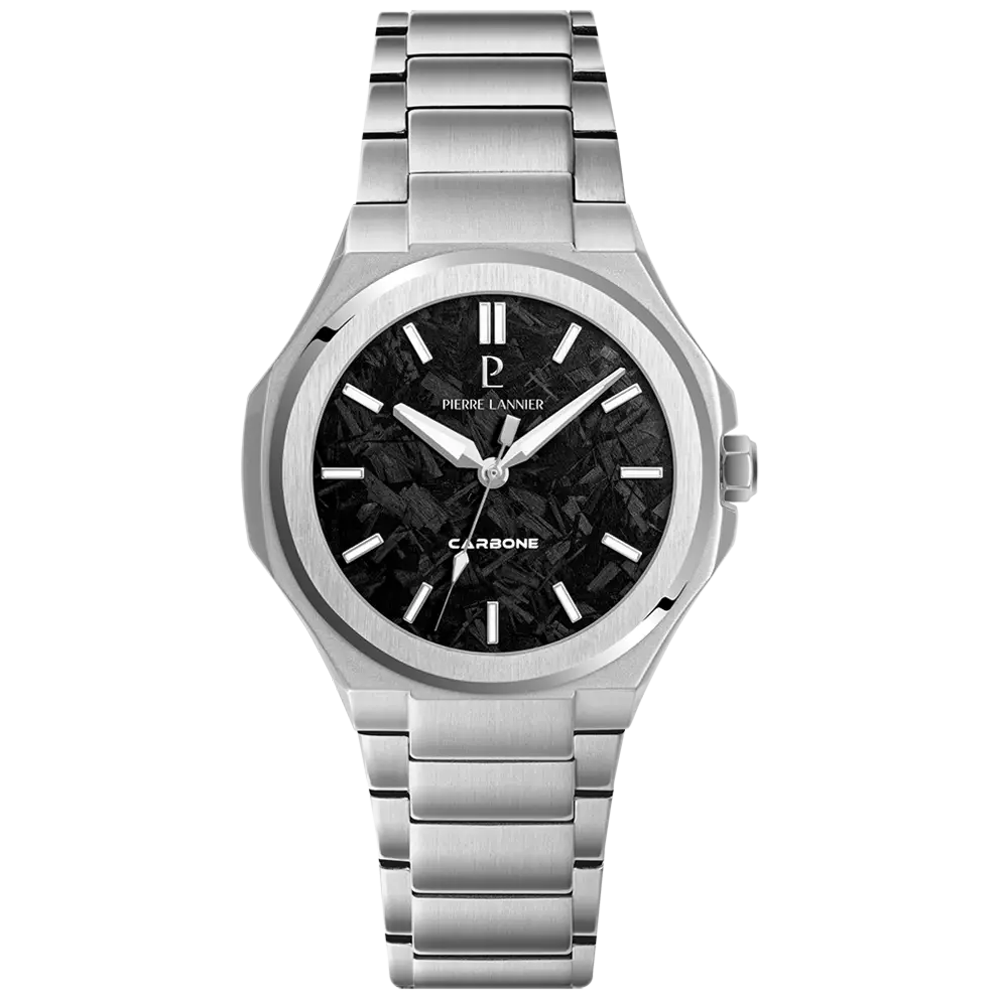 Montre Homme Pierre Lannier GRAPHITE en acier et cadran carbone 201G181