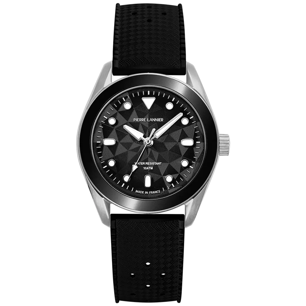 Montre Mixte Pierre Lannier X ATM, BORA en acier et caoutchouc FKM et cadran noir 207K133