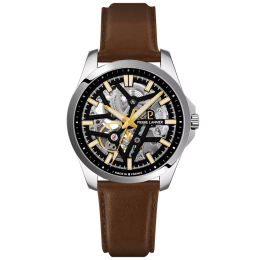 Montre Homme Pierre Lannier SKELETOM, Automatique en acier et cuir brun 304G134