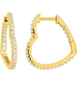 Boucles d'oreilles créoles plaqué or, coeur et oxydes de zirconium by Stauffer
