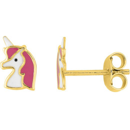 Boucles d'oreilles plaqué or, licornes laque by Stauffer