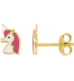 Boucles d'oreilles plaqué or, licornes laque by Stauffer
