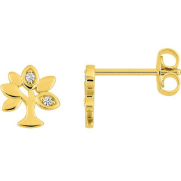 Boucles d'oreilles plaqué or, arbre de vie et oxydes de zirconium by Stauffer
