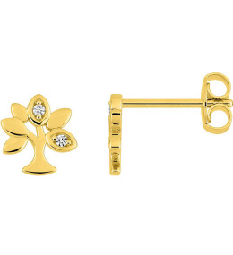 Boucles d'oreilles plaqué or, arbre de vie et oxydes de zirconium by Stauffer