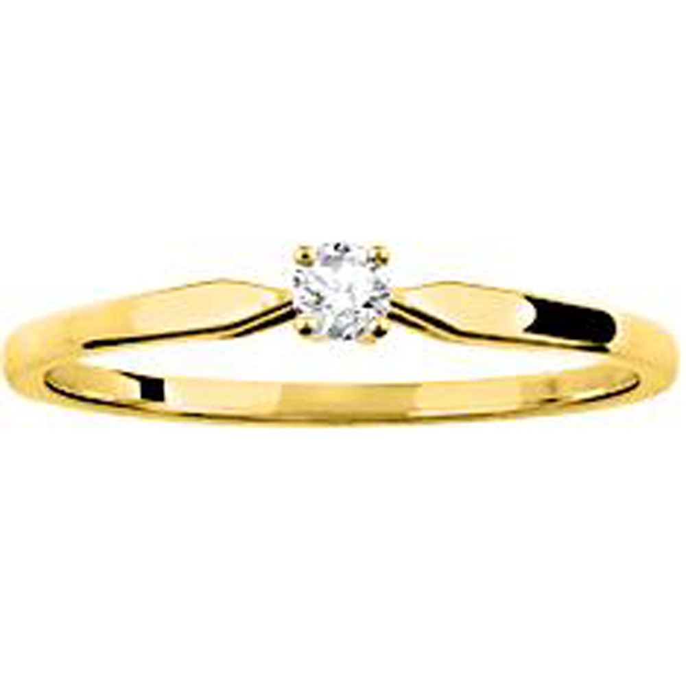 Bague or jaune 375/1000 et diamant 0,08 carat, taille brillant by Stauffer